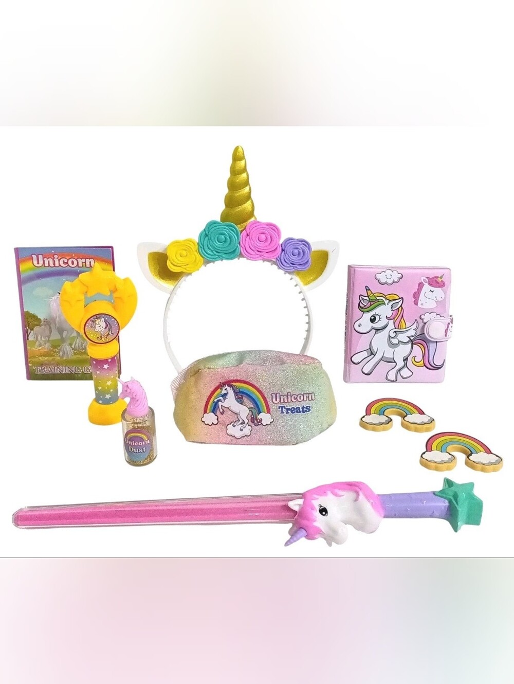 My Life As Unicorn Trainer Play Set for 18" Dolls Headband, Treats, Wand, Dust++